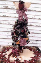 gingerbread Christmas tree skirt and angel tree topper