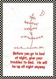 Give your troubles to God primitive stitchery
